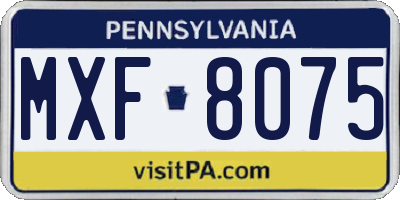PA license plate MXF8075