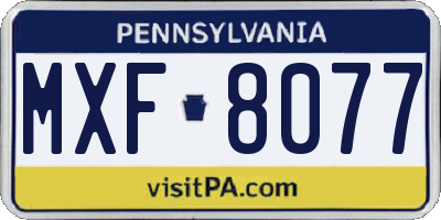 PA license plate MXF8077