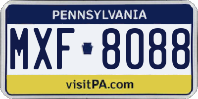 PA license plate MXF8088