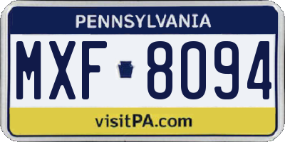 PA license plate MXF8094