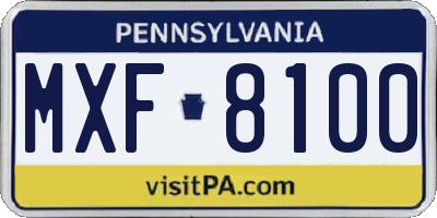PA license plate MXF8100