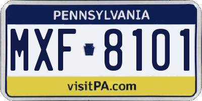PA license plate MXF8101
