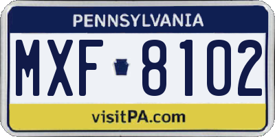PA license plate MXF8102