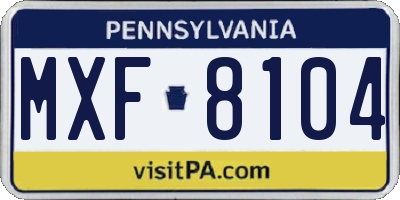 PA license plate MXF8104