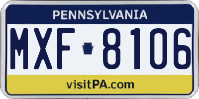 PA license plate MXF8106