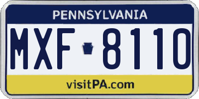 PA license plate MXF8110