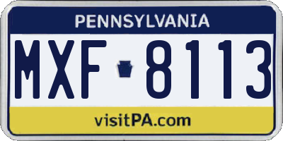 PA license plate MXF8113