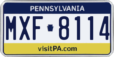 PA license plate MXF8114
