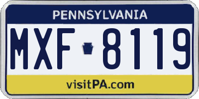 PA license plate MXF8119