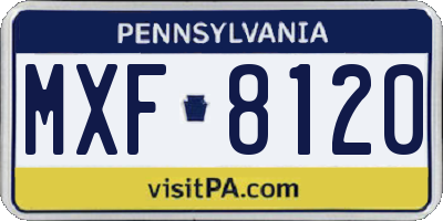 PA license plate MXF8120