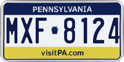 PA license plate MXF8124