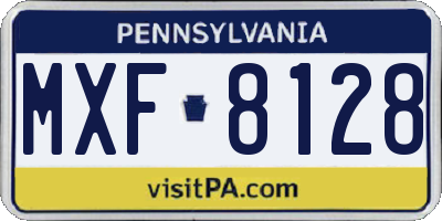 PA license plate MXF8128