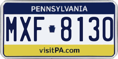 PA license plate MXF8130