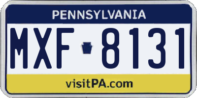 PA license plate MXF8131