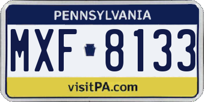 PA license plate MXF8133