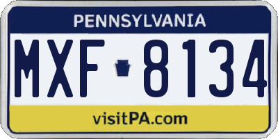 PA license plate MXF8134
