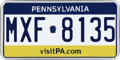 PA license plate MXF8135
