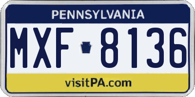PA license plate MXF8136