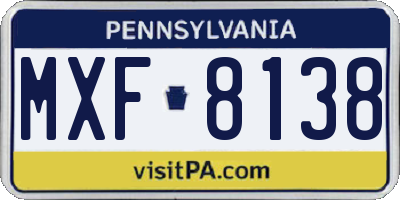 PA license plate MXF8138