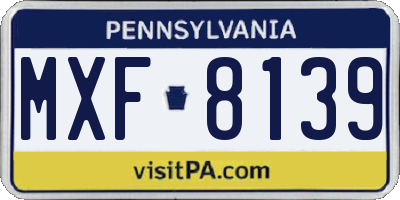 PA license plate MXF8139