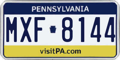 PA license plate MXF8144