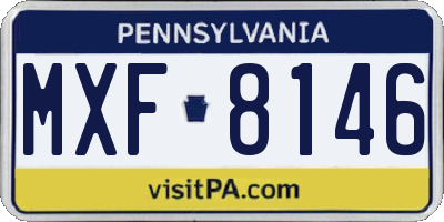 PA license plate MXF8146