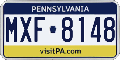 PA license plate MXF8148
