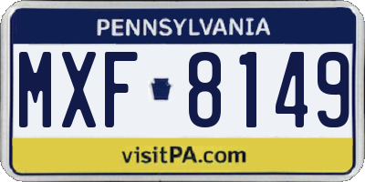 PA license plate MXF8149