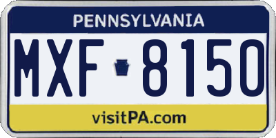 PA license plate MXF8150