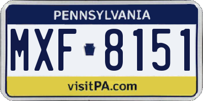 PA license plate MXF8151