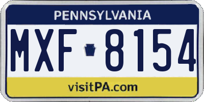 PA license plate MXF8154