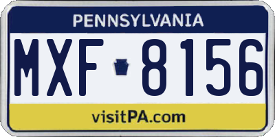 PA license plate MXF8156