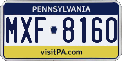 PA license plate MXF8160