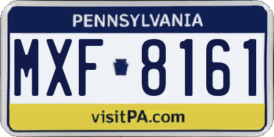 PA license plate MXF8161