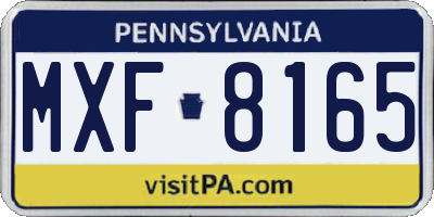 PA license plate MXF8165