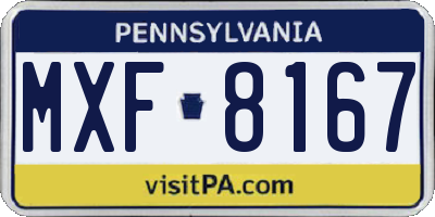 PA license plate MXF8167