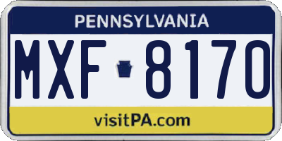 PA license plate MXF8170