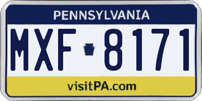 PA license plate MXF8171