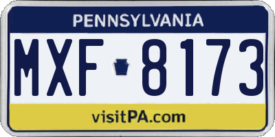 PA license plate MXF8173