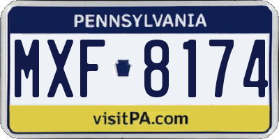 PA license plate MXF8174