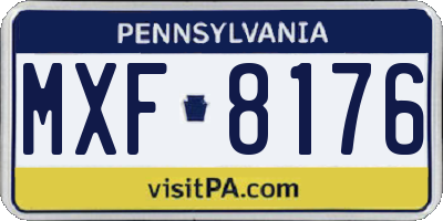 PA license plate MXF8176