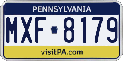 PA license plate MXF8179