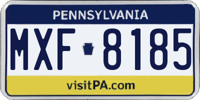 PA license plate MXF8185