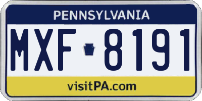 PA license plate MXF8191