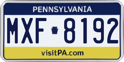 PA license plate MXF8192