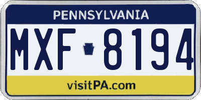 PA license plate MXF8194