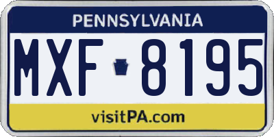 PA license plate MXF8195