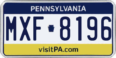 PA license plate MXF8196