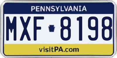 PA license plate MXF8198