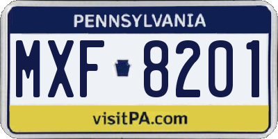 PA license plate MXF8201